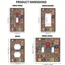 Bohemian Style Magnetic Self-Adhesive Light Switch Cover - Home, Kitchen And Bathroom Decorative Wall Panel, 1 Set/2 Sets Option, 2D Flat Print Fits Single/Double Toggle, Outlet, Decor Switch, Rectangular/Round, No Battery Required, Wall Decor, Wireless, Suitable For Standard Switches, Light Switch Cover Decoration, Wall Decoration Bathroom/Bedroom/Living Room/Kitchen Universal With Screw Accessories - one-size - View 4