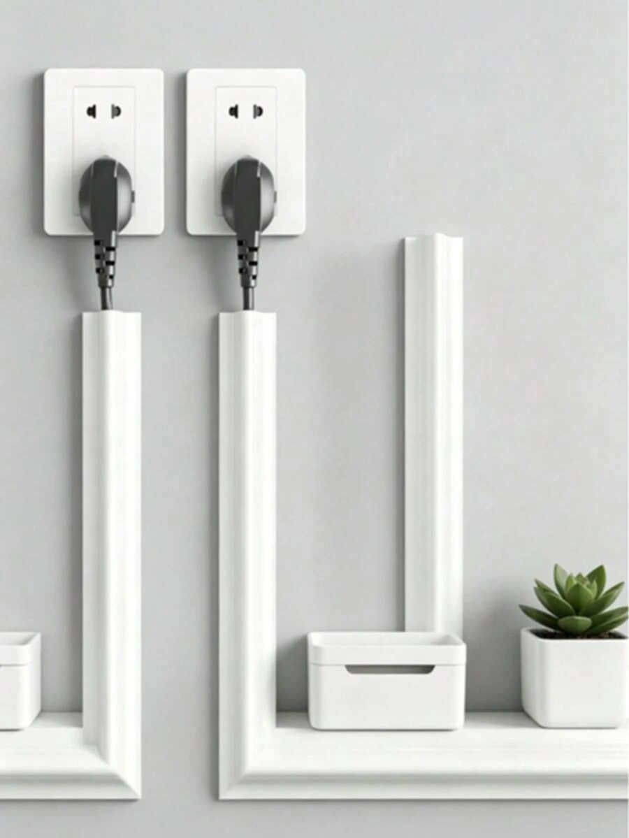 3.8cm*1/3/5m 5.5cm*1/3/5m 自黏式牆面電纜蓋附收納盒，可切割柔性電纜套管，白色可上漆電纜管理套件，適用於電視牆、居家辦公室、廚房、臥室，隱藏電線打造簡潔牆面裝飾，電纜整理器電纜保護套
