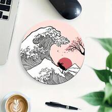 Wave Mouse Pad, Office Desk Circular Mouse Pad, Small Mini Travel Mouse Pad With Anti Slip Rubber Base, 7.87 Inch Diameter Suitable For Work Wireless Computer Laptop, Office Desk Accessory Single 47g - View 9