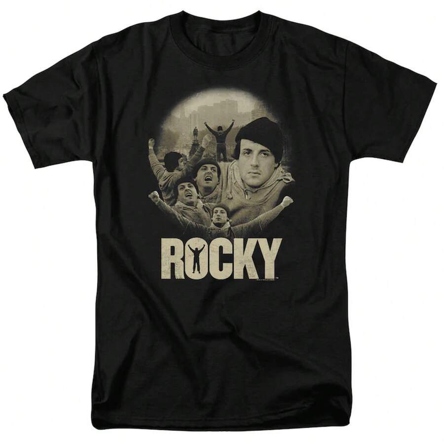 Black T-Shirts With Rocky Balboa Collage - 黑色 - 查看 1