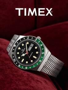Classic Heritage Quartz Watch Two-Tone Green Black Bezel Stainless Steel Band Birthday Anniversary Gift For Gentlemen TIMEX TW2U60900 - Silver - View 3