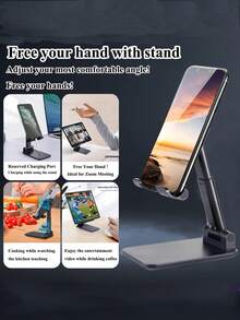 Foldable Phone Holder With Adjustable Angle To Relieve Neck Fatigue Sleek Anti-Slip Phone Stand For Office Workers And Students Portable Lightweight Perfect For Watching Videos Video Calls Room Decor Desk Home Decor - A - View 4