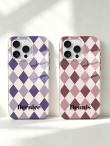 1 pièce Étui de téléphone personnalisé, plusieurs couleurs disponibles, convient pour la gravure de nom et la personnalisation d'anniversaire, comprend une coque en film mat et une base de coque rigide à couverture complète 2-en-1, étui de téléphone personnalisé avec signature, style minimaliste, compatible avec iPhone 17Pro Max, 17e, Air, 16, 15, 14, 13, 12, 11, PRO Max, parfait comme cadeau pour les amis - Multicolore - Voir 4