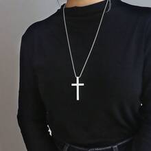 1PC Gold & Silver Polished Cross Necklace, Summer Long-Wear Sweat-Resistant Non-Fading Hypoallergenic, Effective Neckline Enhancement For Slimmer Face, Suitable For Beach Vacation / Street Style / Commute Business All-Scenario, Father's Day, Birthday, Graduation Season Gift Choice For Men & Women Couples - Multicolor - View 4
