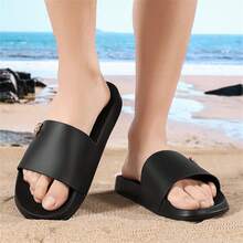 Pantuflas para hombre talla grande 36-50, EVA ligera y suave, antideslizantes, suela gruesa y duradera, sandalias de punta abierta, para uso diario y playa al aire libre - C-negro - Ver 6
