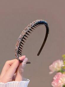 4Pcs Rhinestone Banana Hair Clips, Inlaid Sparkle Crystal Vertical Barrettes, Elegant Ponytail Fixing Hair Accessories - Multicolor - View 3