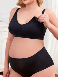 5pcs Plus Size Maternity Nursing Bras With Removable Pads, Front Opening Double Hook Design, Suitable For Sleep, Pregnancy, Postpartum, All Seasons - Multicolor - View 3