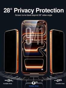 CASECOPS 3片裝 9D 隱私鋼化玻璃全螢幕保護貼，鋼化玻璃材質，相容 17 Pro Max/17 Pro/17 Air 及所有其他機型，9H+ 硬度鋼化玻璃前膜，防指紋、高清晰度、觸控靈敏、超薄精準貼合，日常防摔防刮手機螢幕保護配件 - 絲網印刷防窺3片 - 查看 3