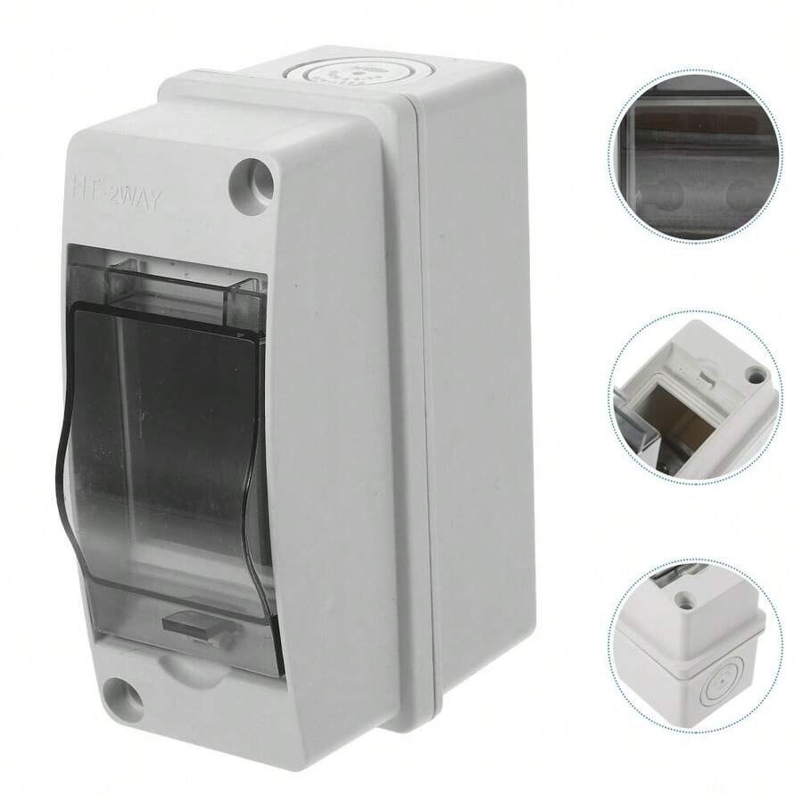 2 Way Consumer Unit Din Rail Enclosure Distribution Box Lock - A - View 1
