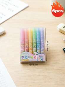 3-Color/6-Color Fruit Tone Highlighter Pens, Soft Tone Highlighter Pen Set, Slanted Tip Design, Soft Tone, Quick-Drying Highlighter Pens, Non-Bleeding, Suitable For Notebooks, Painting, Doodling And Marking - One Size - View 12