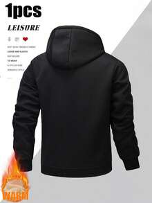 Men's Autumn/Winter Outdoor Thermal-Lined Hooded Sweatshirt Casual Fashion Minimalist Jacket - Black - View 3