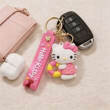 Miniso Sanrio Hello Kitty 拿著游泳圈造型吊飾鑰匙圈 粉色波點洋裝掛飾 開學季手提包背包裝飾 可愛禮物 - Pink - 查看 3