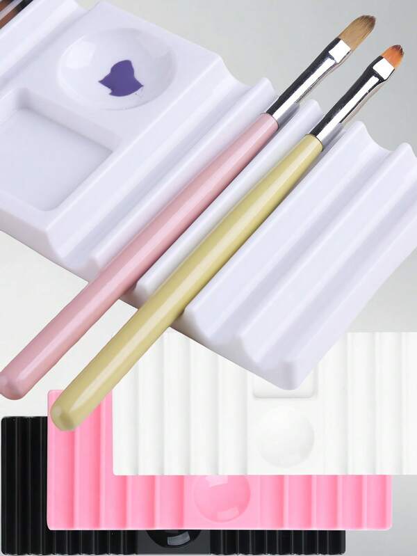 Multi-Purpose Nail Art Holder & Pen Stand Dual Form Mold Base With Brush Storage Shelf, Plastic Stand For Nail Extension Molds, Brushes & Nail Care Tools, Perfect For Salon, Nail Technician & Home DIY Workspace