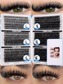 Set Bulu Mata Palsu DIY Super Tebal 720/684pcs, Bulu Mata Palsu Tampilan Alami Basah Lengkung D 8-16mm, Ekstra Tebal dan Mengembang, Buku Bulu Mata Bervolume, Cocok untuk Penggunaan Sehari-hari dan Pemula, Kit Kluster Campuran Gaya, Perlengkapan Teknisi Bulu Mata, Bulu Mata - MultiWarna - View 4