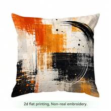 4pcs/1pc Orange & Black Ink Splatter Abstract Art Pattern Pillowcase Without Insert, Single-Sided Printed Pillowcase, Suitable For Living Room Bedroom Home Decor, All Seasons Pillowcase - Multicolor - View 11