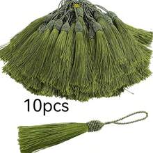 20pcs Silk Tassel Bookmarks With 2-Inch Rings And Chinese Knots, Suitable For Jewelry Making, Souvenirs, Bookmarks And DIY Handmade Accessories (Navy Green). Can Be Used For Keychain Decorations, Windows, Wedding Gifts, Etc. - L-Grass Green - View 8