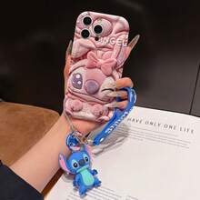 Disney Lilo And Stitch Phone Case : 3D Fluffy Pattern Border Protector Phone Soft Phone Case With A Free Cute Stitch Bracelet Chain Lanyard, Stitch, Lilo, Angel, For Apple 17 Promax 17 Pro 16 15 14 13 12 11 Pro Max XS Max X XR Soft Cover Summer Phone Case - White - View 1