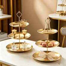 3pcs/4pcs[3 Tiers + 1 Set Accessories + 4 Non-Slip Bases 5PCS] Stainless Steel Multi-Tier Dessert Stand Fruit Tray, Stable Rust-Resistant, Easy To Clean And Highly Attractive Desktop Storage Display Rack. Space-Saving 3D Layered Design For Party Holiday Table Organization, Suitable For Cakes, Pastries And Seasonal Fruits. Say Goodbye To Desktop Clutter (Multi-Layer 3D Storage); Perfect Practical Gift For Baking Enthusiasts Or Party Lovers. - View 1