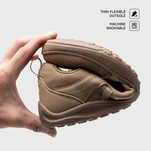 HOBIBEAR Zapatos casuales descalzos para parejas, zapatos de malla con puntera ancha y caída cero, zapatos deportivos transpirables para el uso diario, zapatos de hombre con cordones en color marrón caqui retro y transpirables - Marrón - Ver 3