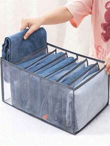 1 pieza Caja organizadora divisoria de ropa para armario, caja de almacenamiento de ropa interior elegante y práctica, caja de almacenamiento de calcetines, múltiples tamaños disponibles, caja de almacenamiento de armario estilo cajón lavable, bolsa de almacenamiento de ropa interior plegable - Gris - Ver 1