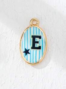 1 pieza Dijes de Letras Iniciales para Hacer Joyas DIY, Colgantes de Alfabeto Ovalados con Esmalte Dorado y Rayas de Colores, Dijes Surtidos A-Z para Pulseras y Collares - Multicolor - Ver 22