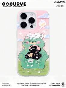 Cocurve Nature 沙發小貓蝴蝶結 IMD 雙層印花 適用於 iPhone 17pro/17promax/16pro/16promax16/可愛少女風 15promax/15pro/15/14promax/14/14/13pro Max/13pro/13/13/12pro Max/12pro/12/11 時尚手機殼保護套 - 彩色 - 查看 1