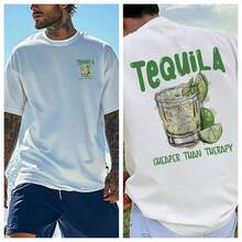 Camiseta de manga corta holgada con estampado de moda para hombres SU ER | Diseño exquisito | Esencial de verano | Fácil de combinar, mostrando tu estilo - Blanco - Ver 8