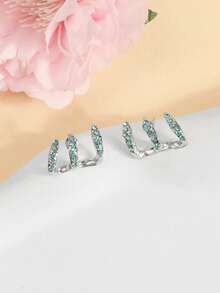 1 Pair Trident Curved Earrings, Shiny Luxurious Design, Hypoallergenic, Perfect For Daily Wear, Music Festivals And Gifts - Multicolor - View 2