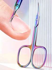 1pc Cuticle Scissors, Nail Tool, Stainless Steel Curved Blade, For Eyebrows, Eyelashes, Dry Skin, Multi-Functional Small Scissors, Suitable For Nails, Eyebrows, Eyelashes, Dry Skin, Curved Blade Design, Nail Supplies, Nail Tools, Manicure Tools, Back To School, Manicure, Nail Tools, Nail Sticker Tools - Multicolor - View 2
