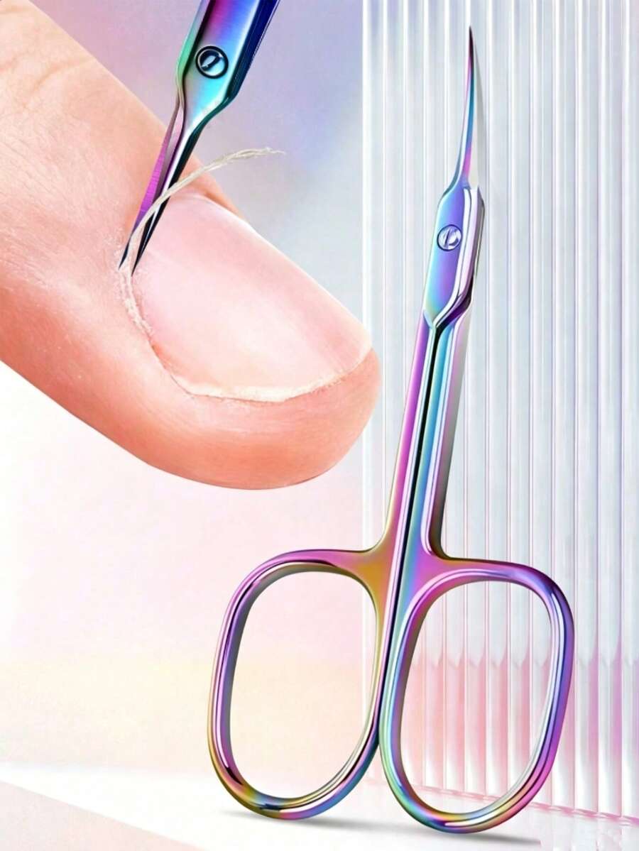 1pc Cuticle Scissors, Nail Tool, Stainless Steel Curved Blade, For Eyebrows, Eyelashes, Dry Skin, Multi-Functional Small Scissors, Suitable For Nails, Eyebrows, Eyelashes, Dry Skin, Curved Blade Design, Nail Supplies, Nail Tools, Manicure Tools, Back To School, Manicure, Nail Tools, Nail Sticker Tools