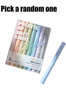 16/8/1pc. Ultra-Soft Tip "Soft Light" Highlighter, Ideal For Students And Office Workers, Perfect For Doodling, Journaling, Marking, And Writing. Can Be Used As A School Supply, Holiday Gift, Student Stationery, Back-To-School Gift, Art Supply, Etc. - A - View 10