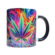 1PC Ceramic Mug With Leaf Design, 11oz Capacity, Print, Suitable For Living Room, Office Or Cafe, Perfect Gift For Friends - Multicolor - View 10