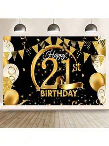 1pc Luxury Champagne & Beer Theme Birthday Party Photo Backdrop, Suitable For 18/21/20/30/40/50/60th Birthday Celebration Banner Flag, Polyester Material, No Electricity Needed, Indoor/Outdoor/Garden Wall Home Decor - Multiple Styles - View 16