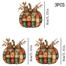 1/2/3PCS Durable Washable Iron-On Transfer, Plaid Patchwork Pumpkin Linen Bow Autumn Leaf Wheat Berry Button Pattern Mixed Color Heat Transfer, Vinyl Print, Heat Transfer Sticker, Iron-On Transfer Sticker Applique - Iron-On Suitable For Pillows, DIY, Backpacks, T-Shirts, Canvas Bags, Sweatshirts, Jeans, T-Shirts, Clothing, Sewing Supplies - Multicolor - View 5