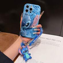 Disney Lilo And Stitch Phone Case : 3D Fluffy Pattern Border Protector Phone Soft Phone Case With A Free Cute Stitch Bracelet Chain Lanyard, Stitch, Lilo, Angel, For Apple 17 Promax 17 Pro 16 15 14 13 12 11 Pro Max XS Max X XR Soft Cover Summer Phone Case - 白色 - 查看 1