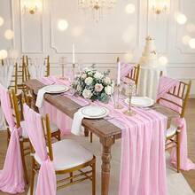 Light Pink Gauze Cheesecloth Table Runner Seasonal Fabric Kitchen Dining Wedding Holiday Table Decor For Home Party Indoor Outdoor Decorations - Baby Pink - View 6