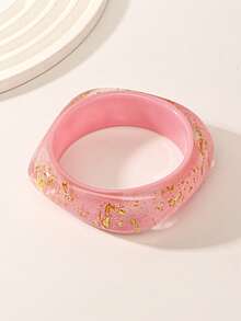 Juego de 3 pulseras de acrílico estilo océano rosa, adecuado para uso diario y vacaciones - Diamantes de imitación rosas - Ver 5
