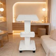 Carrito Móvil para Equipos de Belleza con Ruedas, Mesa Auxiliar para Salón de Estética, Diseño con Bandeja Inferior de Almacenamiento, Base Resistente para Máquinas Faciales y Herramientas Cosméticas - Blanco - Ver 5