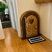 2D Flat Wooden Decorative Fantasy Home Decor Mini Mouse Door, Place In Home Corners To Add Vitality, Suitable For Home, Party, Office Decoration, Perfect Gift For Family, Friends, Colleagues - A - View 1