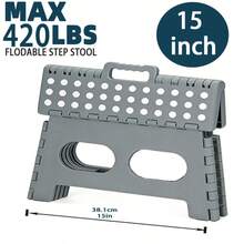 yoonispro 15-Inch Extra Wide 9 Inch Height Heavy Duty Folding Step Stool, Safer And More Comfortable Non-Slip Foldable Collapsible Plastic Stool For Adults, For Kitchen Bathroom Bedroom (Black, White, Grey) - Multicolor - View 9