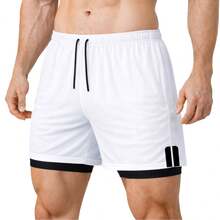 Kit Of 3 Men's Dry Fit 2-In-1 Shorts For Gym And Running With Cell Phone Pocket - WHITE/NAVY BLUE/BLACK - View 5