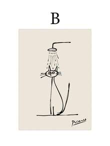 1/2 Stücke Picasso Poster Katzen Dusche Kunst Gemälde Hund Dusche Poster Linienzeichnung Hängende Bilder Lustiger Muster Bild Minimalistische Wandkunst Badezimmer Wanddekoration Festival Geschenk Ohne Rahmen - Cartoons - Übersicht 15
