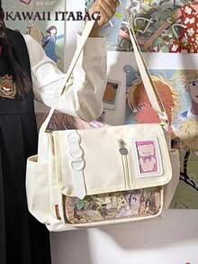 Sac à dos style Harajuku japonais Y2K pour adolescentes 2026 nouveau sac transparent Ita sac bandoulière DIY panneau d'affichage de badges sac Ita - Blanc - Voir 2