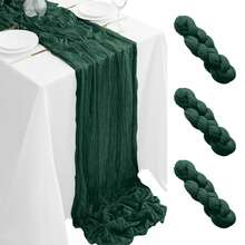 3/6/12Pack Emerald Green Cheesecloth Table Runner 17x108Inch Spring Easter Cheese Cloth Table Runner 9FT Boho Gauze Table Runners Rustic Sheer Table Runners For Wedding Bridal Party Decor - Dark Green - View 10