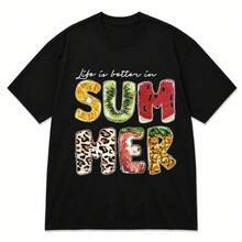 Summer Fruit Graphic T-Shirt | Tropical Holiday Beach Shirt - Black - View 2
