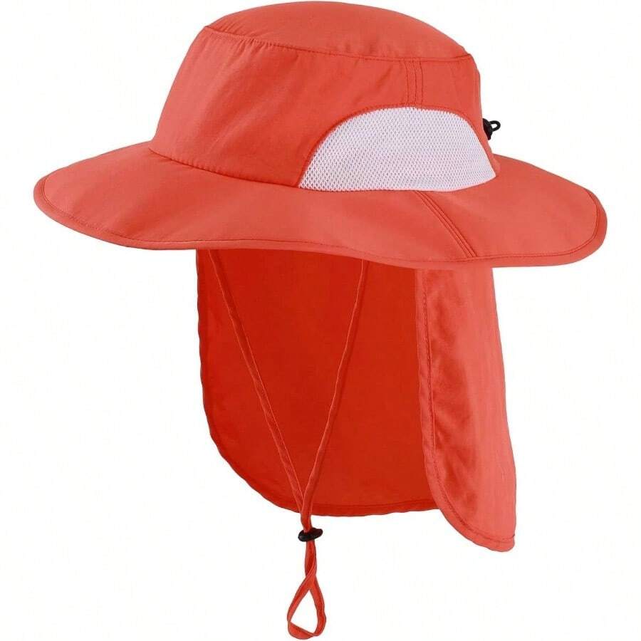 Sombrero de pesca de ala ancha UPF50+ para hombre al aire ltima intervensin con solapa para el cuello, Rojo -, Large - X - Large - inicial - Ver 1