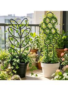 2件裝小型分層植物架,16英吋(約40.5公分),適合攀緣植物,金屬蜂巢式室內花盆架,適用於常春藤與室內植物 - A - 查看 2