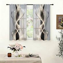 2pcs/Set 2D Printed Polyester Fabric Curtains, Machine Washable, Suitable For Bedroom, Living Room And Office, Home Decor Universal Semi-Sheer Curtains (Slight Color Difference May Occur Due To Shooting Angle Of Finished Product) - Multicolor - View 7