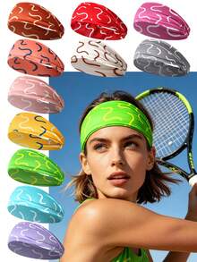 7Pcs/12Pcs Women's Outdoor Sports Exercise Multi-Color Headbands Sweatbands Summer Hair Accessories - Multicolor - View 5