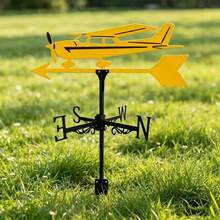 1pc Eagle/Airplane/Rooster/Motorcycle/Bird Weather Vane Outdoor Yard Roof Iron Art Decorative Ornament Farm Barn Lawn Park Wind Direction Indicator Decoration - Yellow Aircraft Weather Vane - View 9